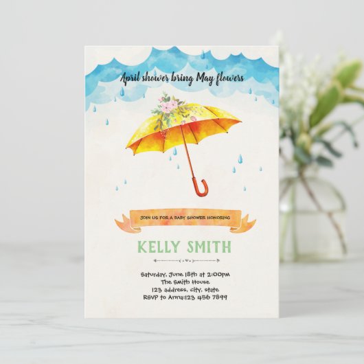 La douche d'avril cuite peut fleur invitation (Debout devant)