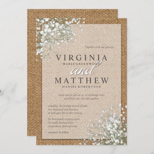 LA FAIRE-PART DE MARIAGE DE BÉBÉ RUSTIQUE (Devant / Derrière)