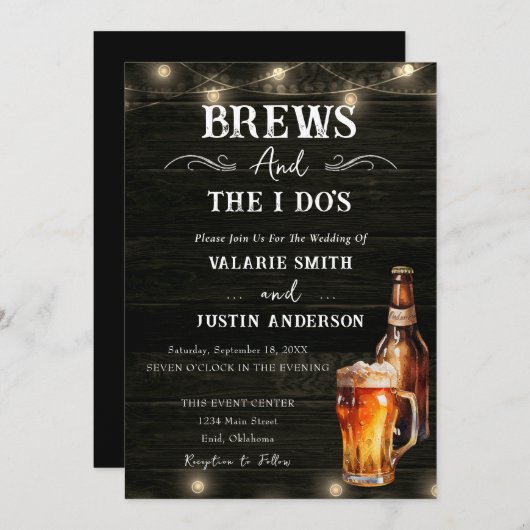 La Faire-part de mariage Décontractée de Brews et  (Devant / Derrière)