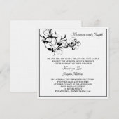La Faire-part de mariage florissante noire et blan (Devant / Derrière)
