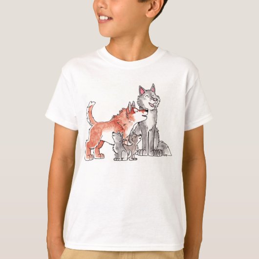 La famille de loup badine le T-shirt (Devant)