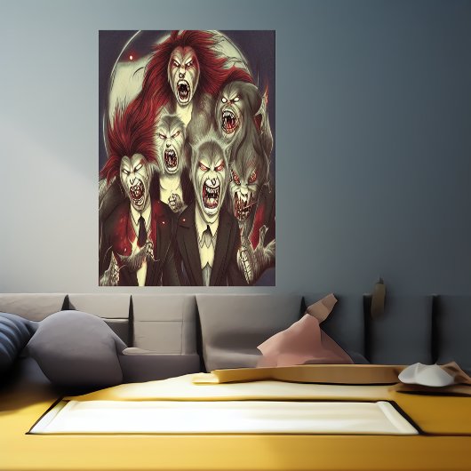 La famille des loups-garous | AI Art Poster