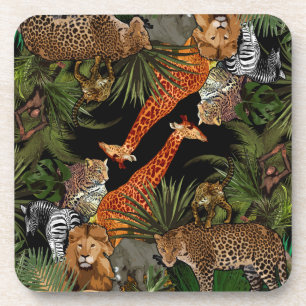 La faune africaine dessous de verre en plastique d