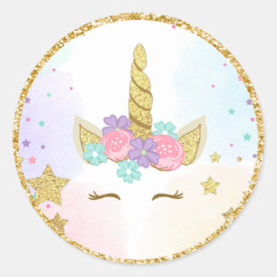 La faveur de visage de licorne étiquette l'or