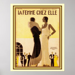 La Femme Chez Elle French Deco Hoesje 16x20 Poster