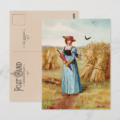 La femme dans le champ de blé Carte postale (Devant / Derrière)