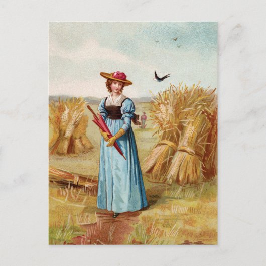 La femme dans le champ de blé - Carte postale (Devant)