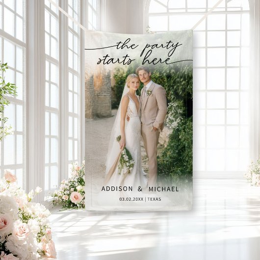 LA FÊTE COMMENCE ICI ! Bannière de mariage photo