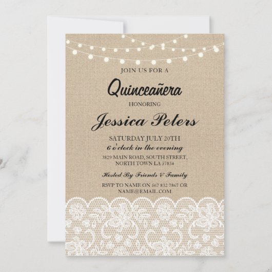 La fête de Quinceanera éclaire le Invitation de la (Devant)