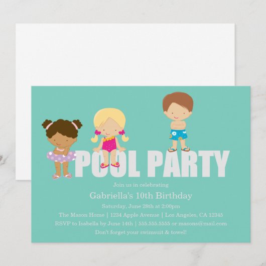 La fête des enfants| Invitation à la fête d'annive (Devant / Derrière)