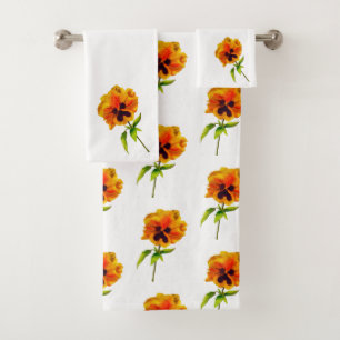 "La fête du Pansy" sur un ensemble de serviettes d