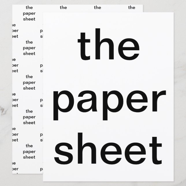 la feuille de papier (Devant / Derrière)