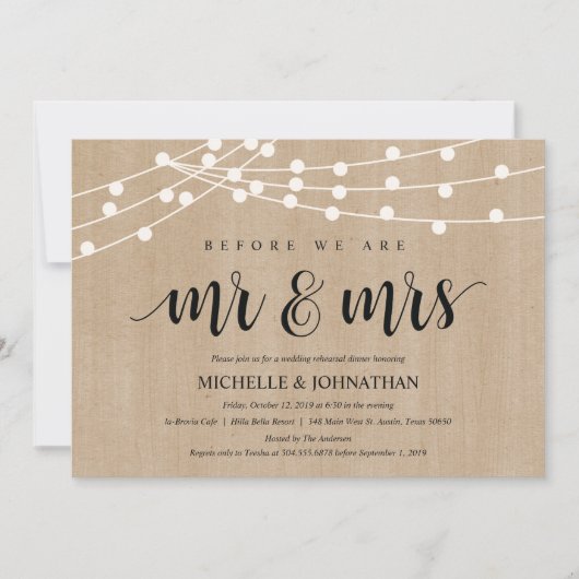 La ficelle rustique allume des invitations de (Devant)