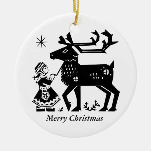 La fille de la Laponie tient la décoration de Noël (Devant)