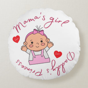 La fille et la Coussin ronde de papa de maman