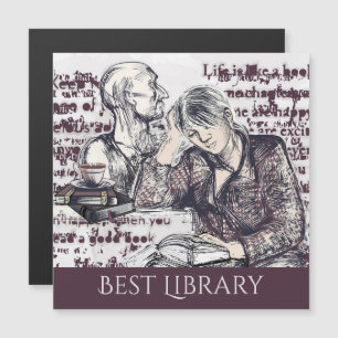 La fille lisant une invitation magnétique livre