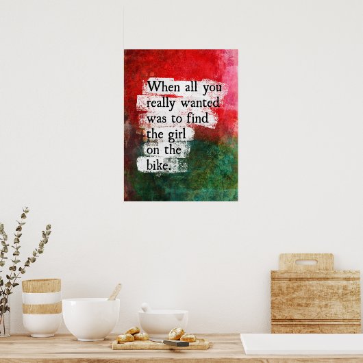 La Fille Sur Le Bike Poster Mur Art (Cuisine)