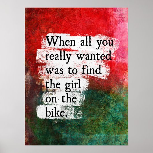 La Fille Sur Le Bike Poster Mur Art (Devant)