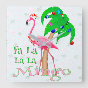 La Flamingo Xmas Vierkante Klok
