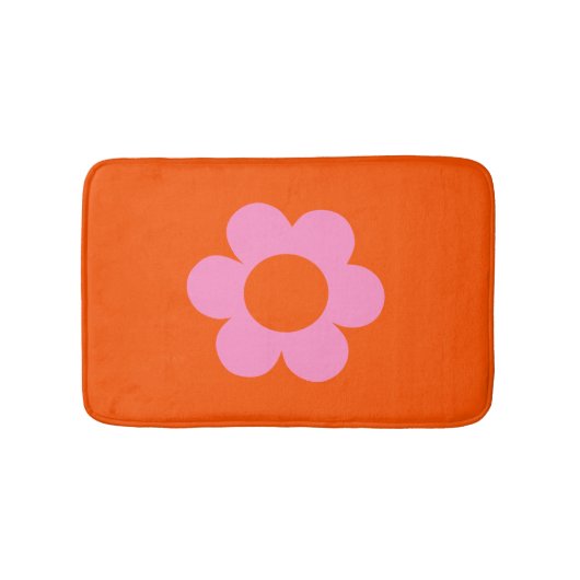 La Fleur 01 Retro Floral Oranje Pink Preppy Flower Badmat (Voorkant)