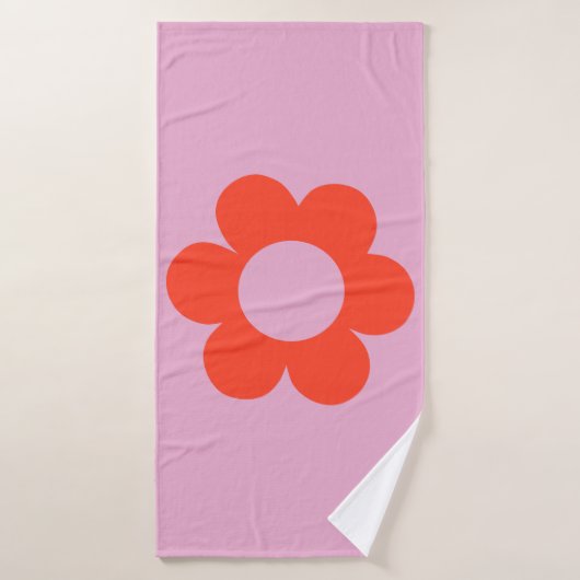 La Fleur 02 Flower Print Pink Retro Preppy Floral (Serviette de bain)