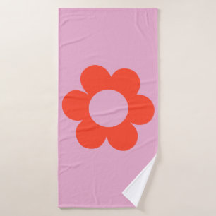 La Fleur 02 — Vloerdruk roze retro Preppy Floral Bad Handdoek