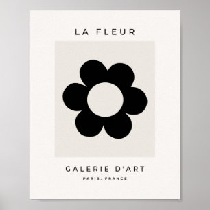 La Fleur 03 Retro Floral Black and White Flower Poster
