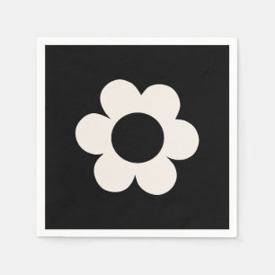 La Fleur 06 Retro Floral Black and White Flower Servet