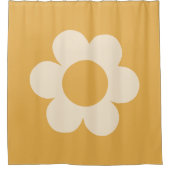 La Fleur 07 Retro Bloemgeel Douchegordijn (Voorkant)