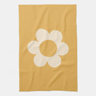 La Fleur 07 Retro Bloemgeel Theedoek