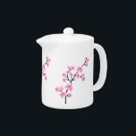 La fleur asiatique blanche rose de théière fleurit<br><div class="desc">La fleur asiatique blanche rose de théière fleurit le café floral petit Zizzago de thé</div>