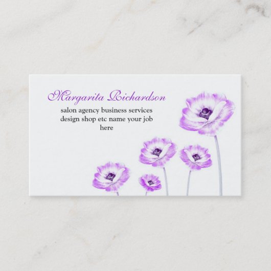 la fleur pourpre fleurit le carte de visite (Devant)