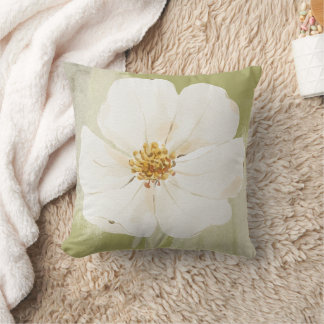 La Fleur Sauvage Coussin Vert Mousse et Blanc