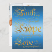 La foi, espoir, aiment le bleu, carte de Noël de (Devant / Derrière)