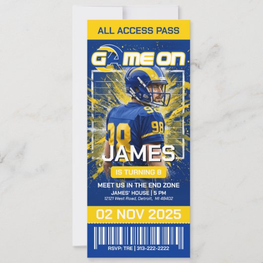 LA Football Ticket Birthday Invitation Save The Date (Voorkant)