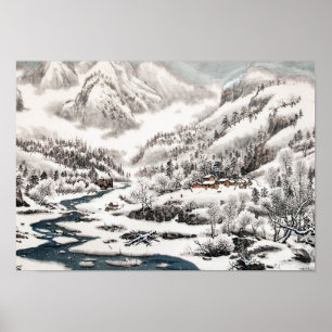 La forêt dans la neige, affiche de peinture