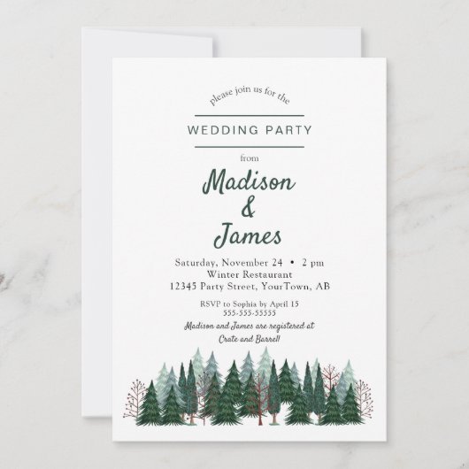 La forêt des pins | Mariage | Invitation (Devant)