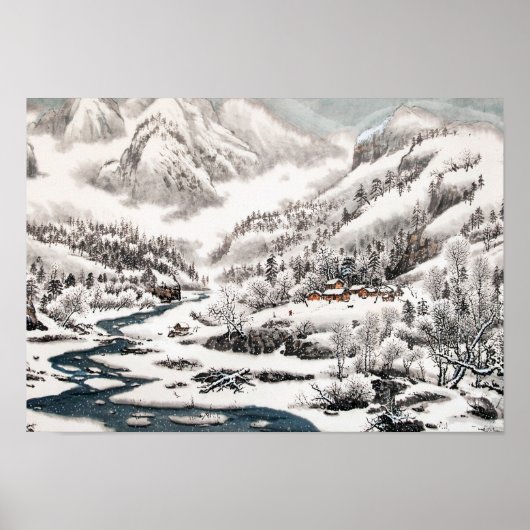 La forêt en neige, affiche de peinture chinoise (Devant)