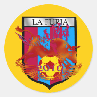 La furia futbol fans voetbalgeschenken ronde sticker