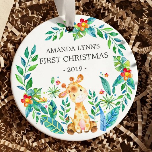 La girafe de la jungle 1er ornement de Noël