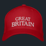 La Grande-Bretagne a brodé le casquette<br><div class="desc">Exposition que vous soutenez en Grande-Bretagne avec ce texte blanc sur le casquette brodé par rouge. Lit la Grande-Bretagne ou customise avec votre propre texte.</div>