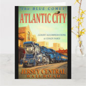 La grande carte de voeux de train bleu de comète (Fleur jaune)