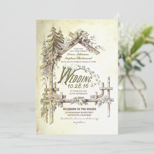 La grange dans les bois Invitations de mariage rus (Debout devant)