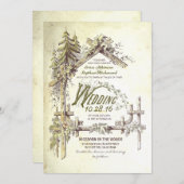 La grange dans les bois Invitations de mariage rus (Devant / Derrière)