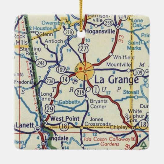 La Grange GA  Map Keramisch Ornament (Achterkant)