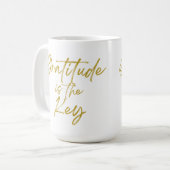 "La gratitude est la clé" 15oz de café Mug (Devant gauche)