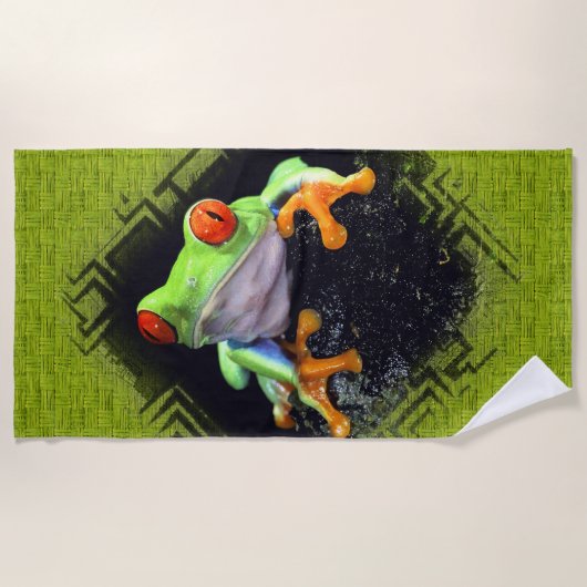 La grenouille 3 a encadré des serviettes de plage (Devant)