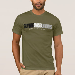 La guitare, basse, bat du tambour du T-shirt