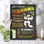 La Havane nuits Invitation de l'affiche cubaine<br><div class="desc">Havana nights Cubain Poster Invitation Célébrez Havana Style avec l'invitation colorée Cuba inspiré Cuba. Caractériser une illustration vintage et retravaillée d'une belle fille en costume, danser et secouer ses maracas, un mojito et une typographie amusante sur un arrière - plan de tableau noir. Toutes les images dessinées par McBooboo sauf...</div>