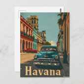 La Havane Rues Vintages : Carte Postale Voiture Cl (Devant / Derrière)